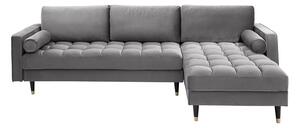 Coltar Cozy cu tapiterie din catifea si colt reversibil, gri