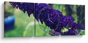 Tablou cu floare albastră (cu ceas) (90x30 cm)