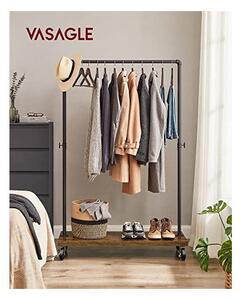 Suport pentru haine cu roti, Vasagle, 90 kg, HSR65BXV1, Maro Rustic