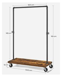 Suport pentru haine cu roti, Vasagle, 90 kg, HSR65BXV1, Maro Rustic