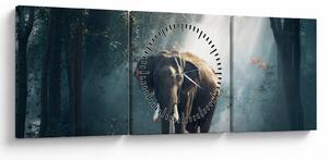 Tablou cu elefant în djunglă (cu ceas) (90x30 cm)