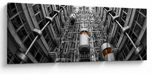 Tablou cu lift în clădire (cu ceas) (90x30 cm)
