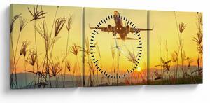 Tablou cu avion zburând (cu ceas) (90x30 cm)