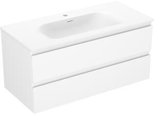 Mexen Orio, mobilier baie 100 cm cu lavoar Vela, 2 sertare, alb mat, 91A10-10047-2-BFF01-W23M01