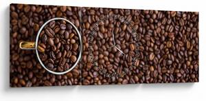 Tablou - boabe de cafea (cu ceas) (90x30 cm)