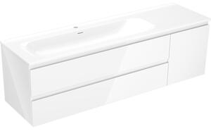 Mexen Orio, Dulap baie 160 cm cu lavoar Vela stânga, 2S, 1D, alb lucios, 91A13-16047-3-BBFFF00-W23L00