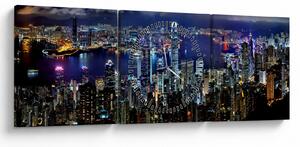 Tablou orașului nocturn (cu ceas) (90x30 cm)