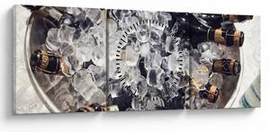 Tablou -șampanie la gheață (cu ceas) (90x30 cm)