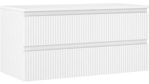 Mexen Rivel, mobilier de baie 100 cm cu blat, 2 sertare, canelat, alb mat, 91A20-10047-2-BFFC01