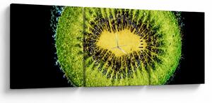 Tablou - detailu cu kiwi în apă (cu ceas) (90x30 cm)