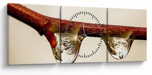 Tablou cu picături de apă pe creangă (cu ceas) (90x30 cm)