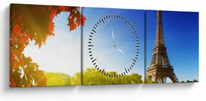 Tablou - toamna la Paris (cu ceas) (90x30 cm)