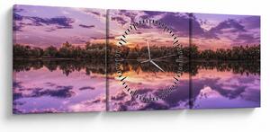 Tablou cu cerul violet (cu ceas) (90x30 cm)