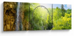 Tablou - cascadele în djunglă (cu ceas) (90x30 cm)