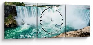Tablou cu cascadele și corabie (cu ceas) (90x30 cm)