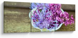 Tablou - plantă violetă (cu ceas) (90x30 cm)