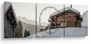 Tablou - cabana montană în zăpadă (cu ceas) (90x30 cm)