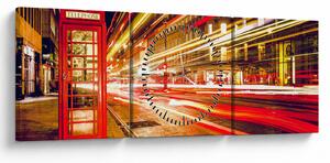 Tablou cu căsuța telefonică roșie din Londra (cu ceas) (90x30 cm)