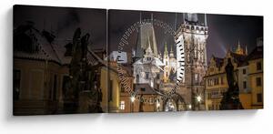 Tablou cu Poarta de pulbere iluminată (cu ceas) (90x30 cm)