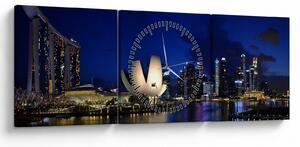 Tablou Singapore nocturn (cu ceas) (90x30 cm)