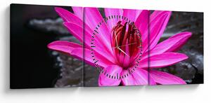 Tablou - floarea roz (cu ceas) (90x30 cm)