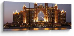 Tablou construcției în Dubai (cu ceas) (90x30 cm)
