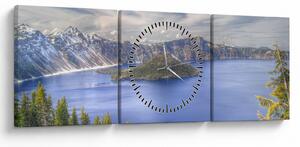 Tablou lacul montan (cu ceas) (90x30 cm)