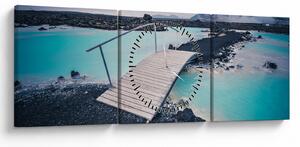 Tablou cu pod din lemn (cu ceas) (90x30 cm)