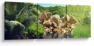 Tablou cu lac în jungla din Seychelles (cu ceas) (90x30 cm)