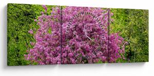 Tablou cu pom înflorit pe luncă (cu ceas) (90x30 cm)