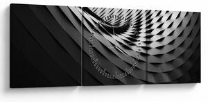 Tablou abstract - spirală alb neagră (cu ceas) (90x30 cm)