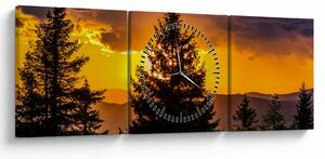 Tablou - coniferi (cu ceas) (90x30 cm)