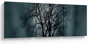 Tablou copaci în eclipsă (cu ceas) (90x30 cm)