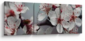 Tablou cu floare - roșie (cu ceas) (90x30 cm)