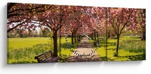 Tablou - livada cu cireși (cu ceas) (90x30 cm)