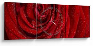 Tablou - detaliu de trandafir (cu ceas) (90x30 cm)