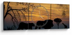 Tablou cu Safari (cu ceas) (90x30 cm)