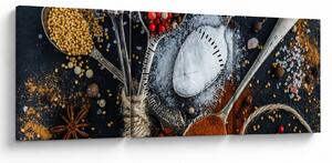 Tablou cu linguri cu condimente (cu ceas) (90x30 cm)
