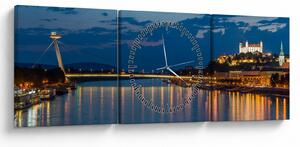 Tablou cu Bratislava și palat (cu ceas) (90x30 cm)