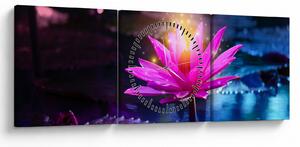 Tablou cu lotus pe apă (cu ceas) (90x30 cm)