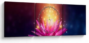 Tablou cu lotus pe apă (cu ceas) (90x30 cm)