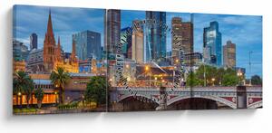 Tablou cu orașul Melbourne (cu ceas) (90x30 cm)