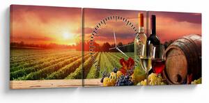 Tablou cu vie și vin (cu ceas) (90x30 cm)