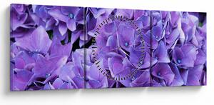 Tablou cu flori violete (cu ceas) (90x30 cm)