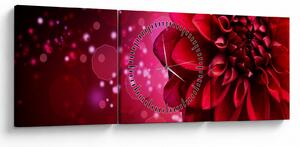 Tablou cu floare roșie (cu ceas) (90x30 cm)