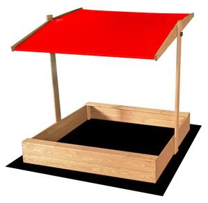 Cutie de nisip pentru copii cu acoperiș roșu 120 x 120 cm