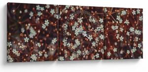 Tablou cu floare de nu mă uita (cu ceas) (90x30 cm)