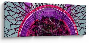 Tablou abstrac - crengi violete (cu ceas) (90x30 cm)