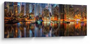 Tablou cu Manhattan noaptea (cu ceas) (90x30 cm)