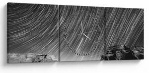 Tablou albnegru cu cerul și stele (cu ceas) (90x30 cm)